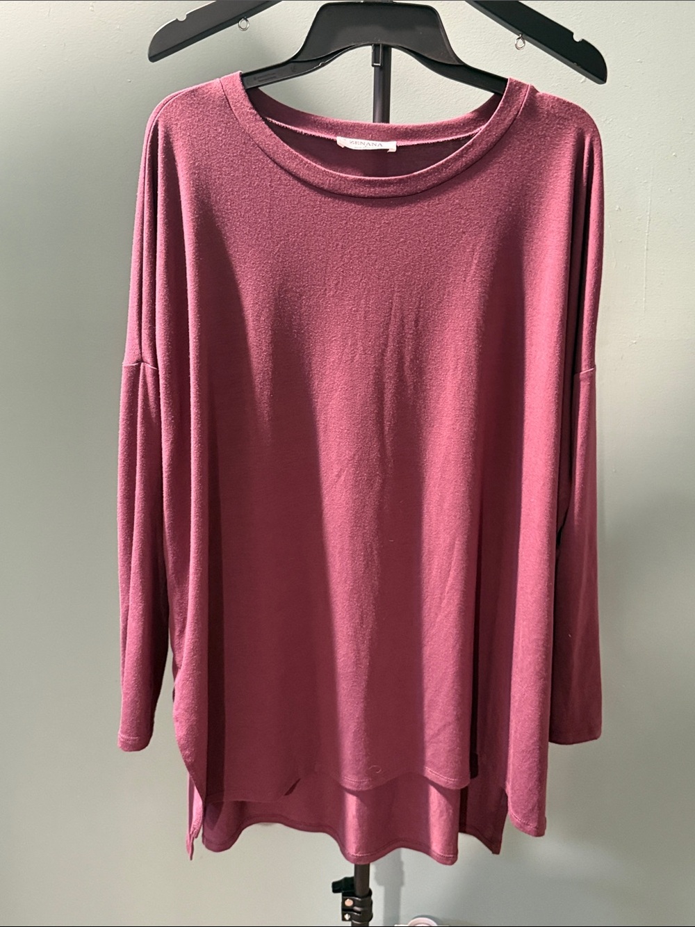 Zenana Outfitters Long-Sleeve Oversized Top in Mauve